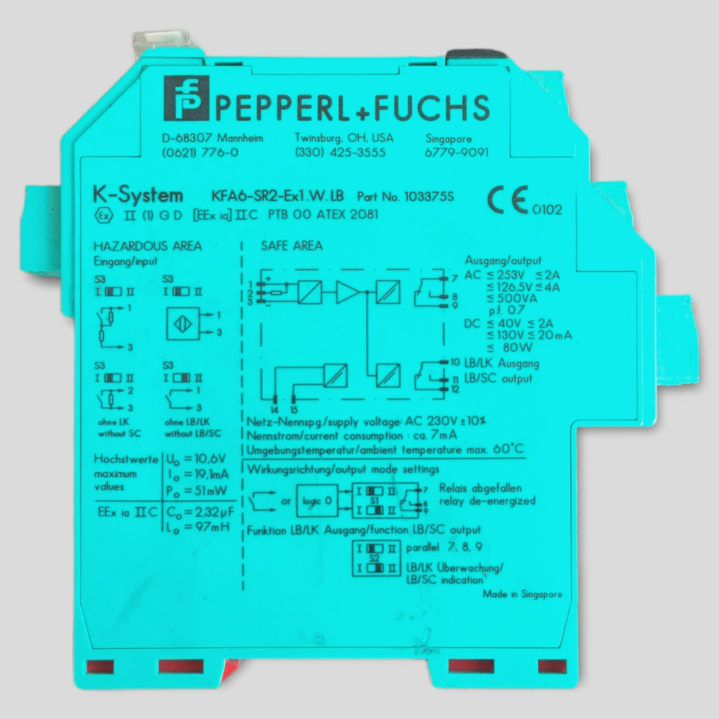 倍加福KFA6-SR2-Ex1.W.LB部件编号103375SK系统