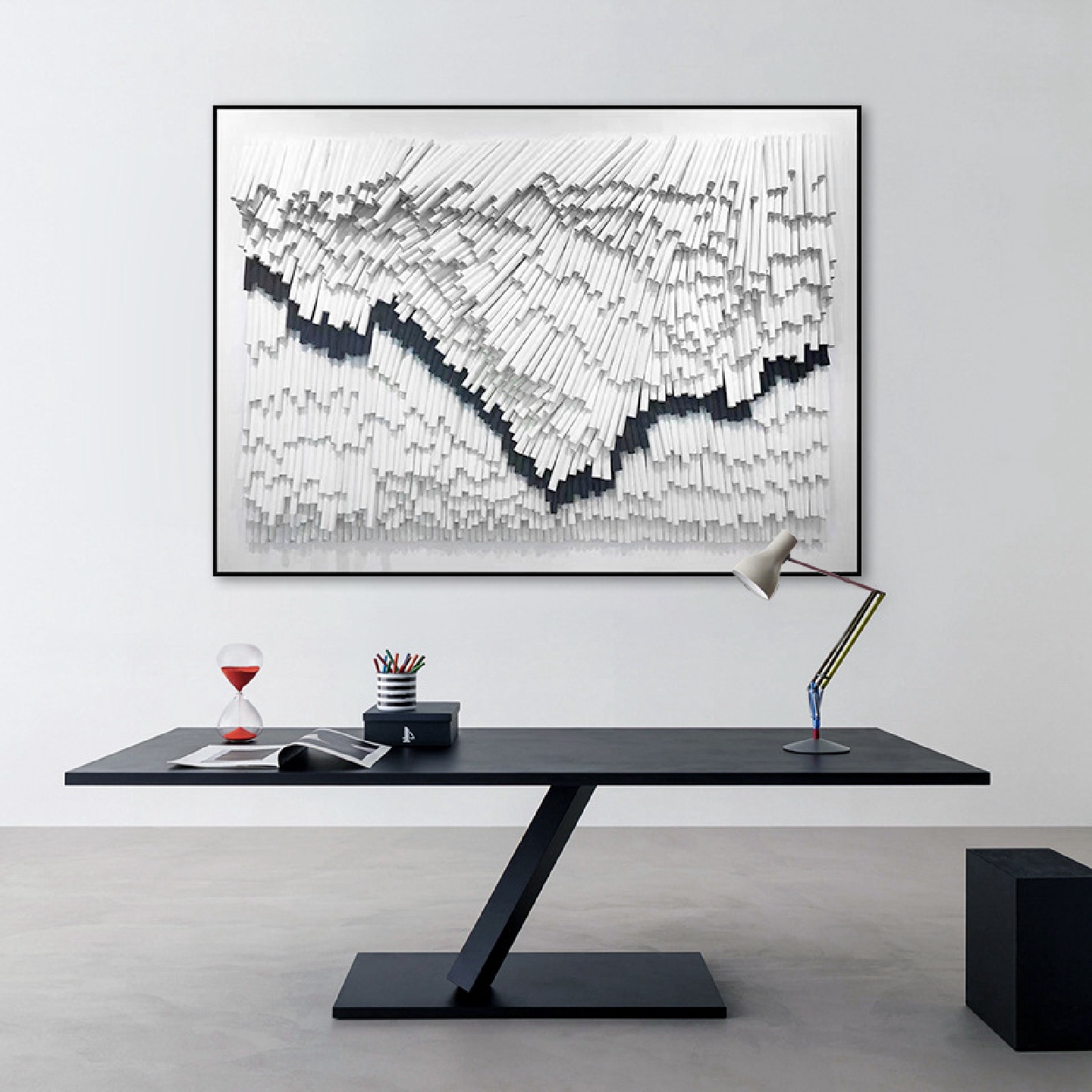 纸艺立体装置画客厅沙发背景装饰画酒店样板房现代简约手工实物画图片