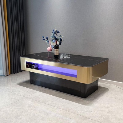 KTV茶几不锈钢酒吧会所岩板钢化玻璃沙发ktv组合实木多功能岩板桌