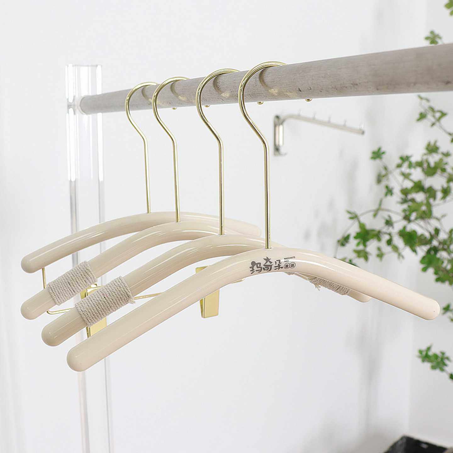 服装店衣架专用儿童亚克力奶白棉绳防滑塑料小童装衣挂撑裤架批发