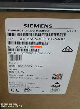 6SL3525-0PE21-5AA1西门子J年原装正品