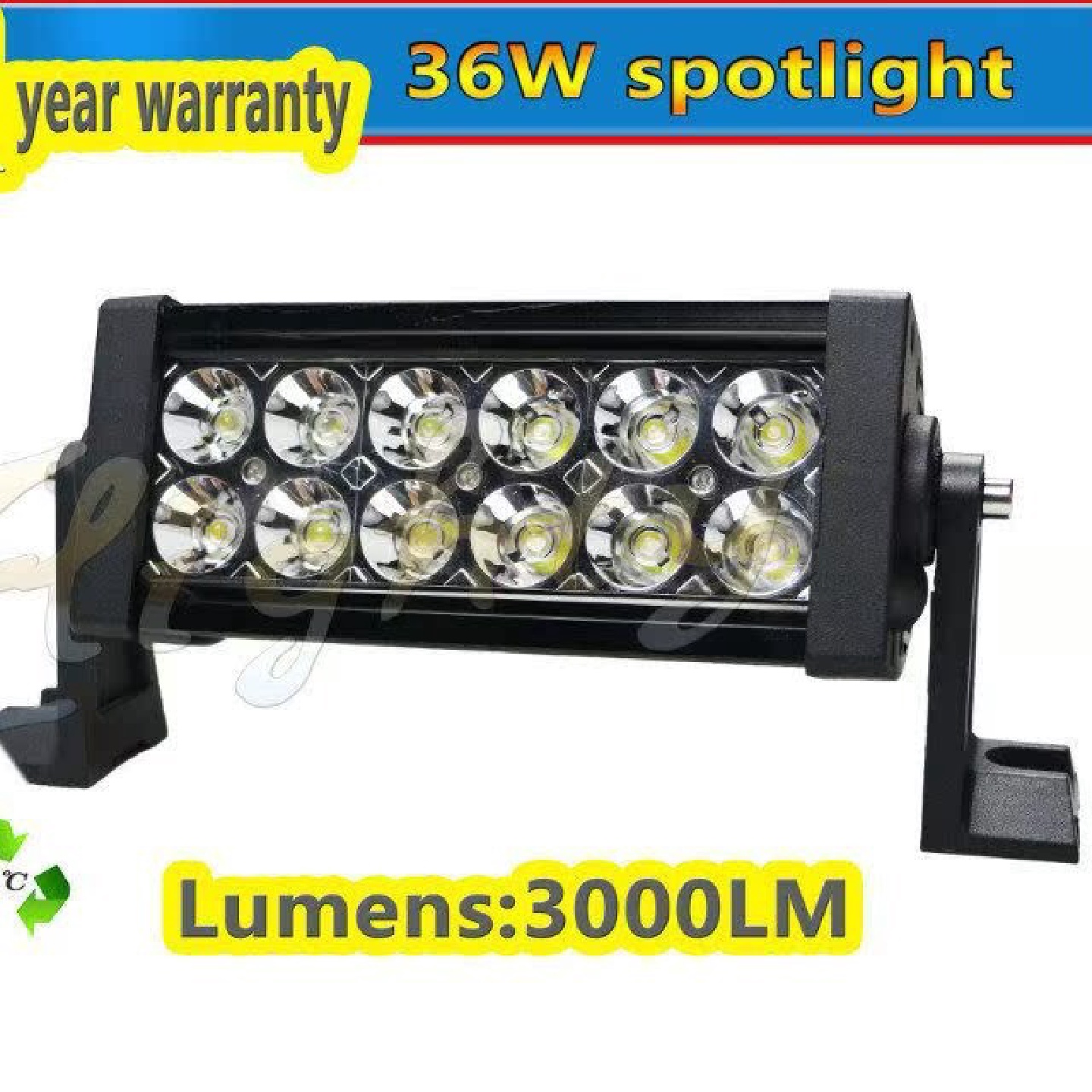 LED大灯36W长条灯农机配件改装灯具中网越野工作灯
