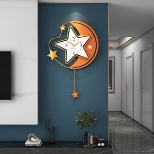 饰时钟挂墙现代简约艺术挂表时尚 钟表客厅家用装 创意网红挂钟极简