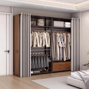 衣帽架铁艺 挂衣架家用步入式 卧室靠墙开放式 衣柜衣帽间落地组装