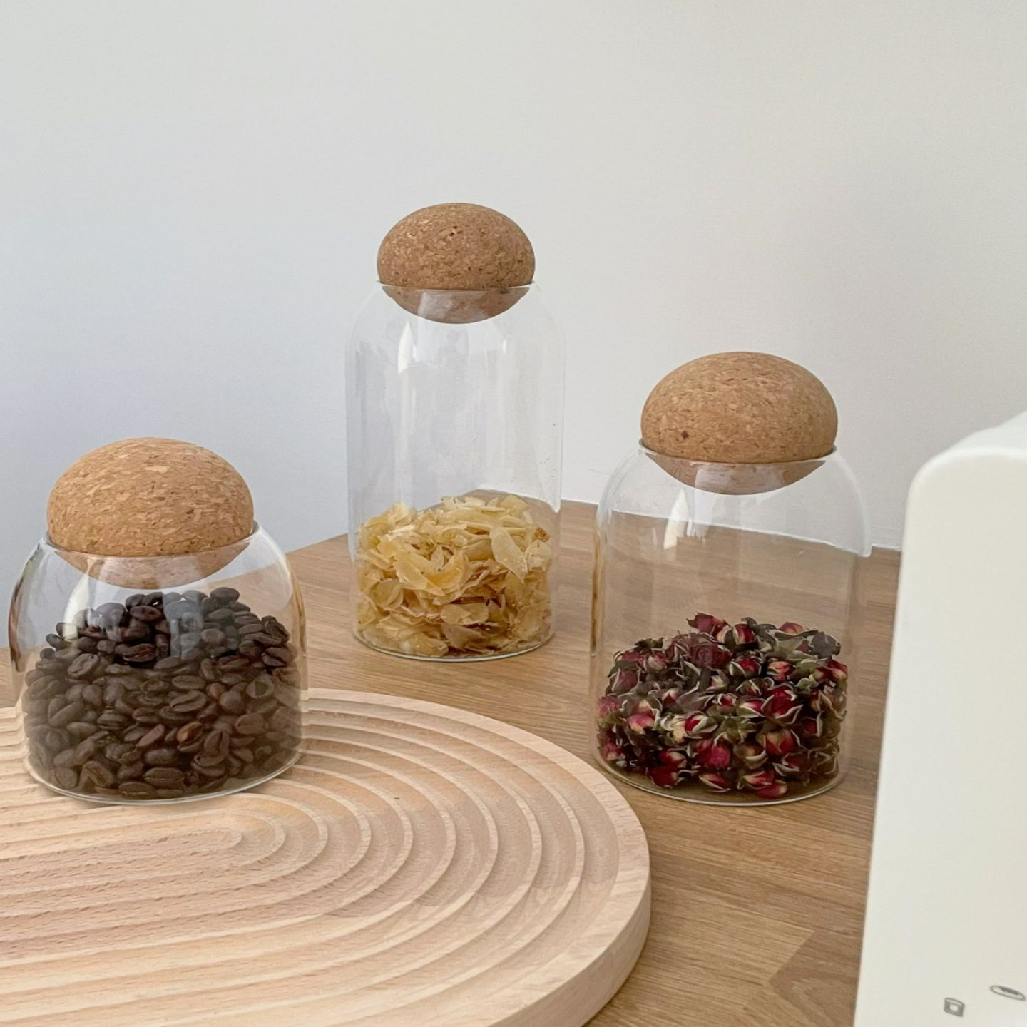 密封罐软木高硼硅透明玻璃瓶家用干果谷物咖啡豆新鲜储存罐