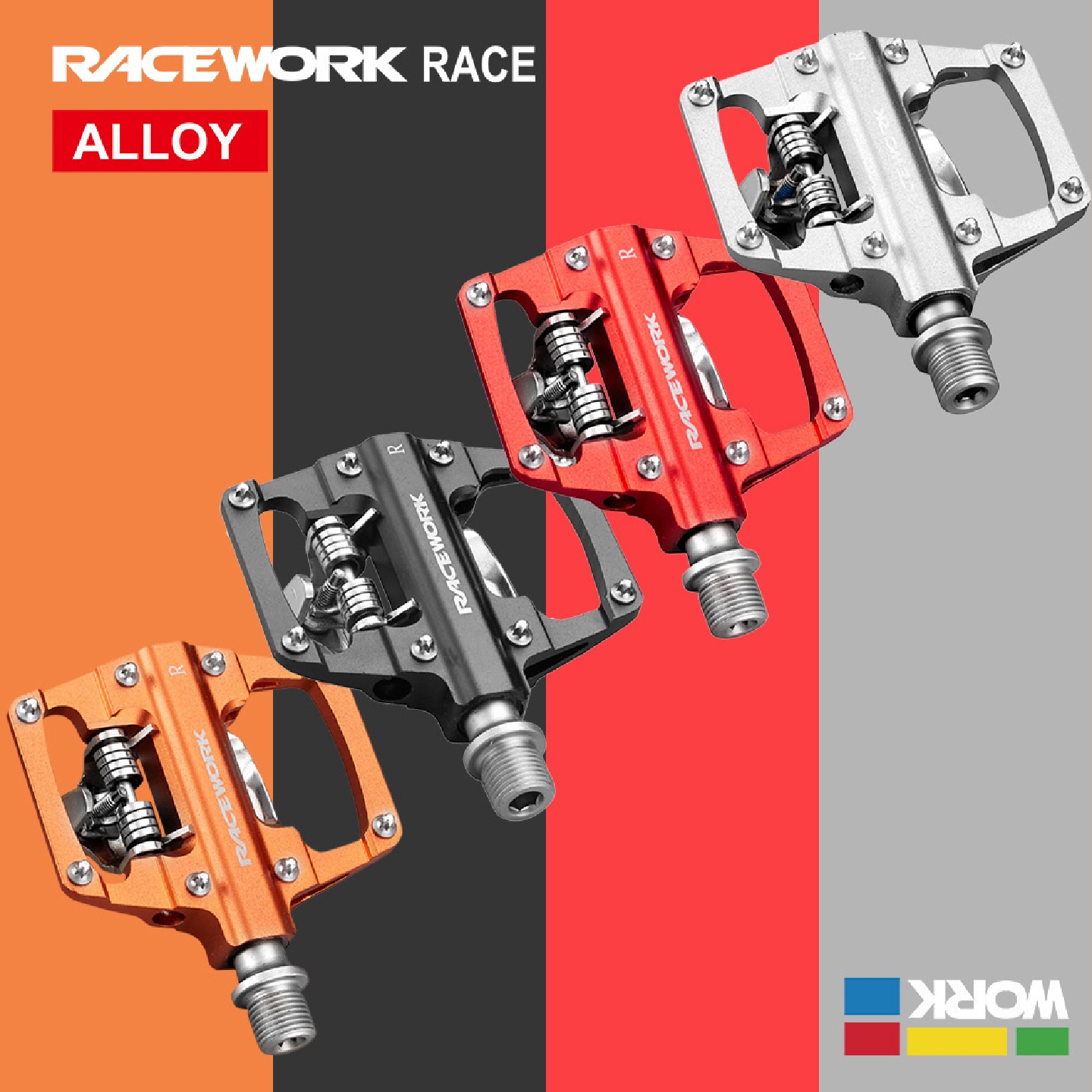 RACEWORK山地自行车自锁脚踏转平踏铝合金SPD锁踏CNC两用踏板