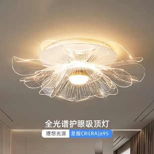 轻奢全光谱护眼卧室吸顶灯现代简约奶油风花瓣婚房灯具 2024年新款