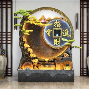 饰品 水幕墙假山流水客厅屏风隔断摆件玄关茶室公司鱼池喷泉景观装