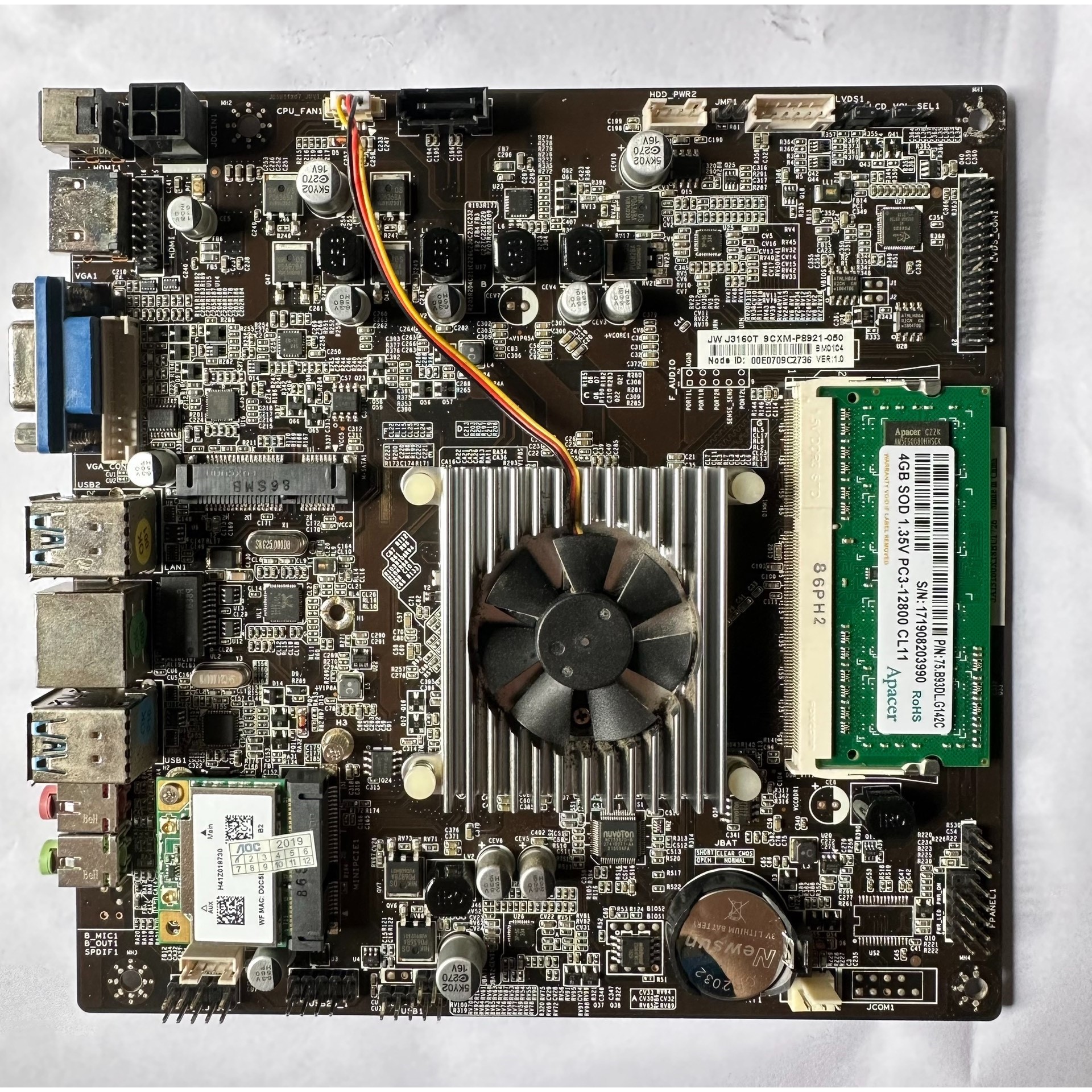 微JW J3160T一体机主板itx主板17*17工控机