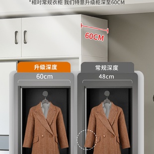 衣 T&实木衣柜家用卧室加深60CM小户型推拉门柜子出租屋可可订挂式