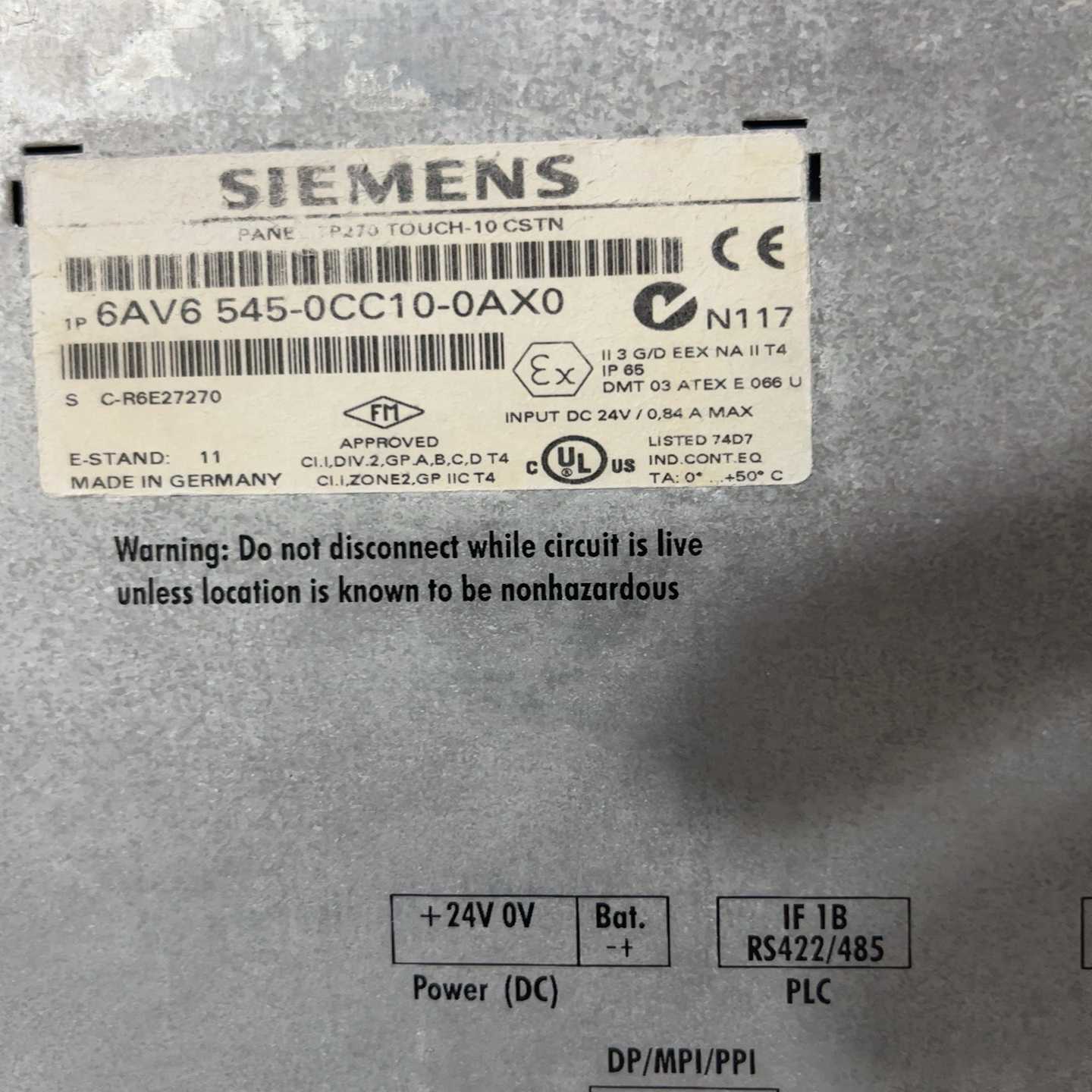 西门子二手拆机触摸屏6AV6545-0CC10-0AX0~议价