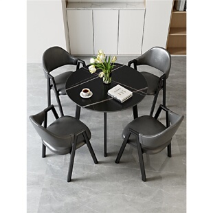 轻奢岩板餐桌洽谈桌椅组合办公室展厅会客接待商务谈判休闲小圆桌