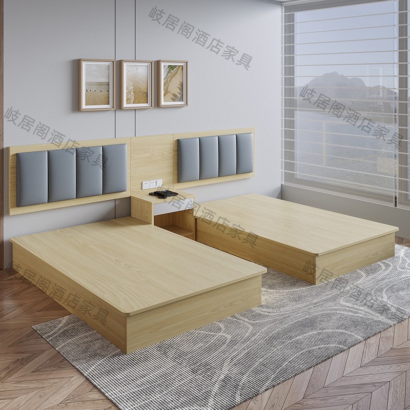 酒店家具宾馆床标间p单间全套客房公寓床架民宿旅馆单双人床箱