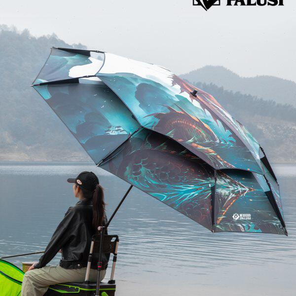 帕鲁斯户外钓鱼伞万向.2米2.4米加固双层黑胶伞钓伞遮阳伞防雨伞