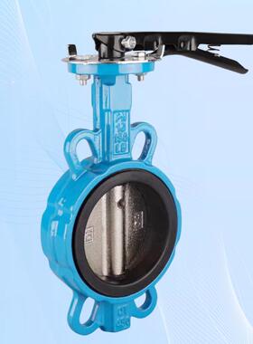 D71X-16手柄蝶阀球墨铸铁304四氟不锈钢板手动对夹碟阀DN80 100