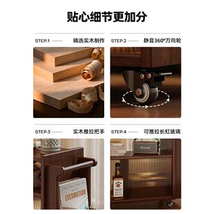 实木边几小茶几可移动客厅沙发侧边柜家用简约小推车储物柜置物架