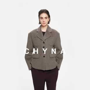 李大琪【摩洛哥】气质典雅马海毛羊驼毛绵羊毛呢外套中长款大衣