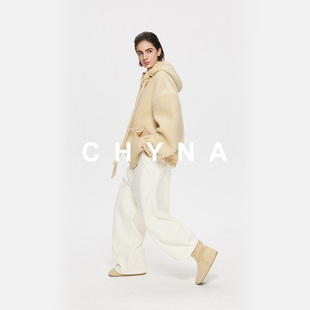 李大琪【简单出行】苏力羊驼毛绵羊毛呢外套短款连帽卫衣版大衣