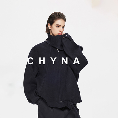 李大琪【清风叙】可拆卸领子围巾款山羊绒绵羊毛呢外套中长款大衣