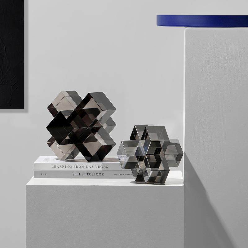 简约现代透明艺术立体几何形状十字镇纸摆件客厅书房装饰品摆设,模玩/动漫/周边/娃圈三坑/桌游,模型制作工具/辅料耗材,淘宝优惠券,粉丝福利购,淘宝优惠卷