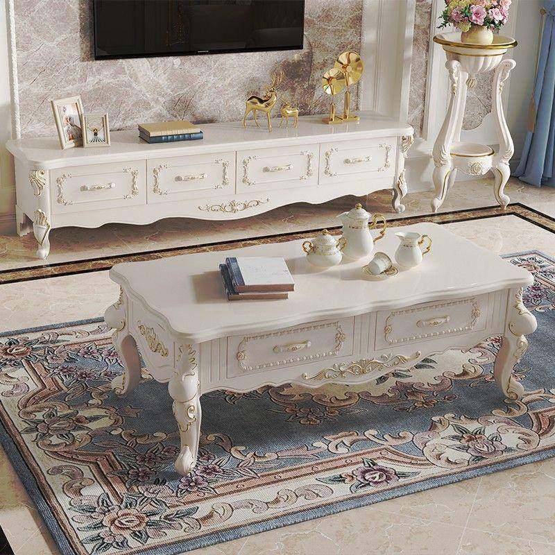 欧式茶几岩板轻奢卧室客厅小户型实木现代简约简欧电视柜组合套装