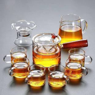 玻璃茶具套装 茶壶家用加厚加热透明泡茶壶红茶茶水分离茶杯