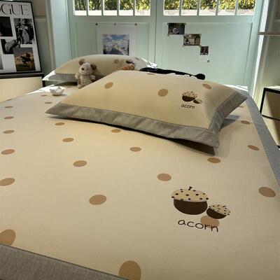 ins卡通刺绣冰丝藤席三件套夏凉席空调软席1.5m1.8米小橡子少女心