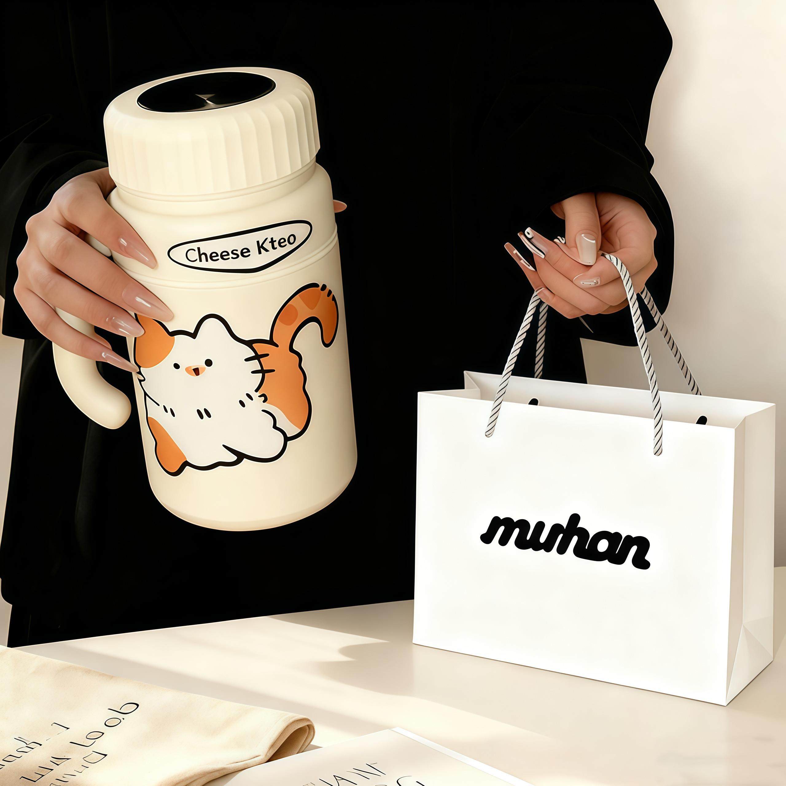 沐韩陶瓷内胆保温杯女便携大容量水杯上班族办公室茶杯情侣马克杯,餐饮具,保冷/保温杯,淘宝优惠券,粉丝福利购,淘宝优惠卷