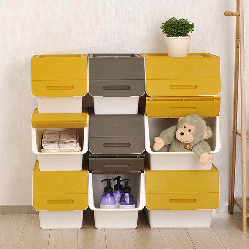 茶花塑料前开式收纳箱叠加衣物储物箱学生书本儿童玩具零食整理箱,收纳整理,收纳箱,淘宝优惠券,粉丝福利购,淘宝优惠卷