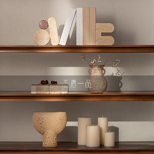 侘寂风壁龛开放格摆件民宿中古风书柜房间布置设计师搭配软装饰品