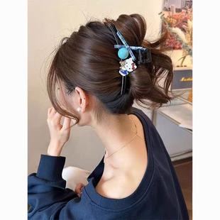 小众原创萌萌哒高档抓夹抓夹大号艺术生hellokitty鲨鱼夹韩国发夹