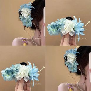 铃兰花森系花朵发夹2025新款 多巴胺鲨鱼夹抓夹甜美小清新发饰 夏季