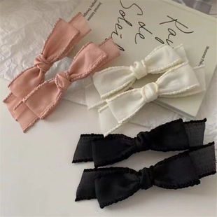 网红甜妹韩系发饰对夹超仙可爱侧边夹蝴蝶结鸭嘴夹发夹2025新款