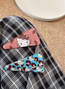 时尚ins豹纹KTkt发夹可爱少女卡通甜美软萌小猫刘海侧边鸭嘴头饰