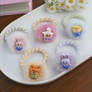 儿童可爱疯狂动物城毛绒发饰发圈2025新款 朱迪尼克高弹力加粗头绳