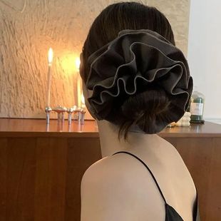 美拉德系超大秋冬高级感韩国大肠发圈女高级发夹后脑勺盘发饰头饰