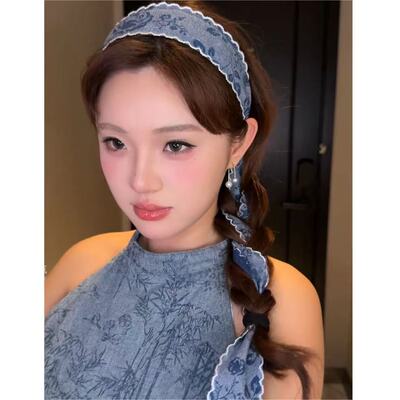 2025夏季新款加厚牛仔宽面加宽发箍网红超仙洋气爆款轻奢薄款防滑