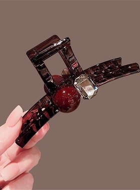 新款气质高级感复古显白安哥拉红球球水晶方钻闪闪发夹后脑勺抓夹