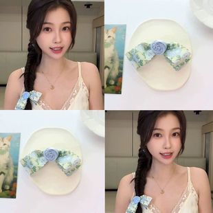 嘘国王在冬眠虞书欣同款 玫瑰蝴蝶结发夹边夹侧边花朵发卡头饰头花