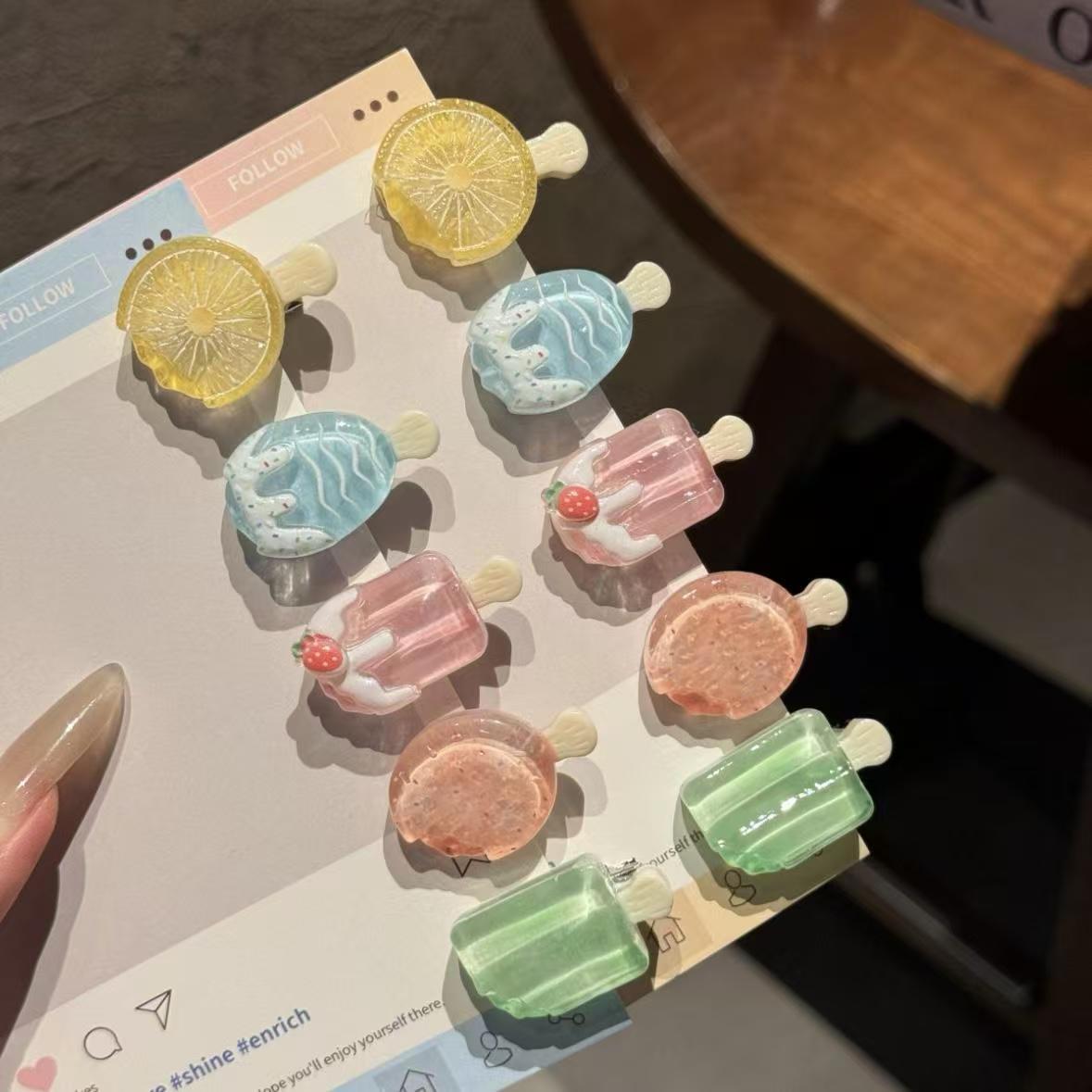 可爱迷你果冻冰淇淋发夹趣味搞怪百搭少女刘海夹创意百搭雪糕发卡