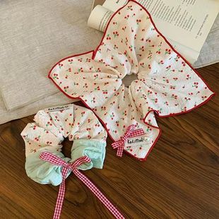 头绳韩式 2025方巾加肥加大高颜值ins风洋气 韩系碎花樱桃小众薄款