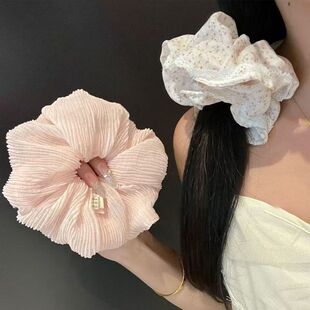 韩系慵懒风 褶皱大肠发圈女高级感超大号温柔低马尾头花发饰头饰