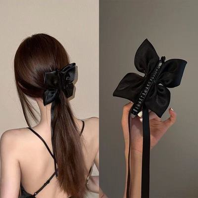 芭蕾缎面蝴蝶结飘带香蕉甜美发卡马尾头饰发夹夏天小众ins香蕉夹