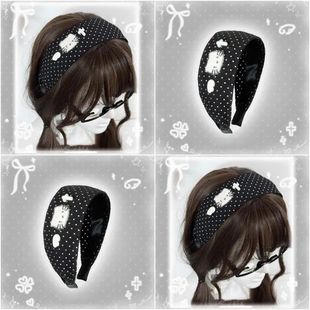 超萌梦游小猫可爱波点萌系布艺发KT甜美发卡少女日系卡通发饰头饰