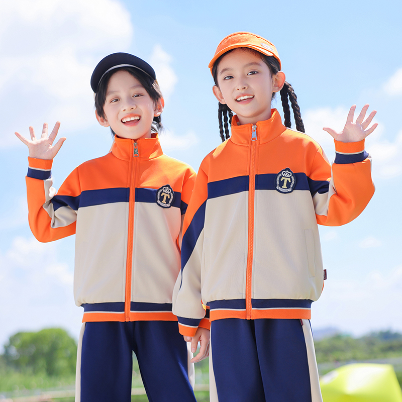 儿童班服2025新款男女童运动套装中大童休闲外套卫衣卫裤三件套