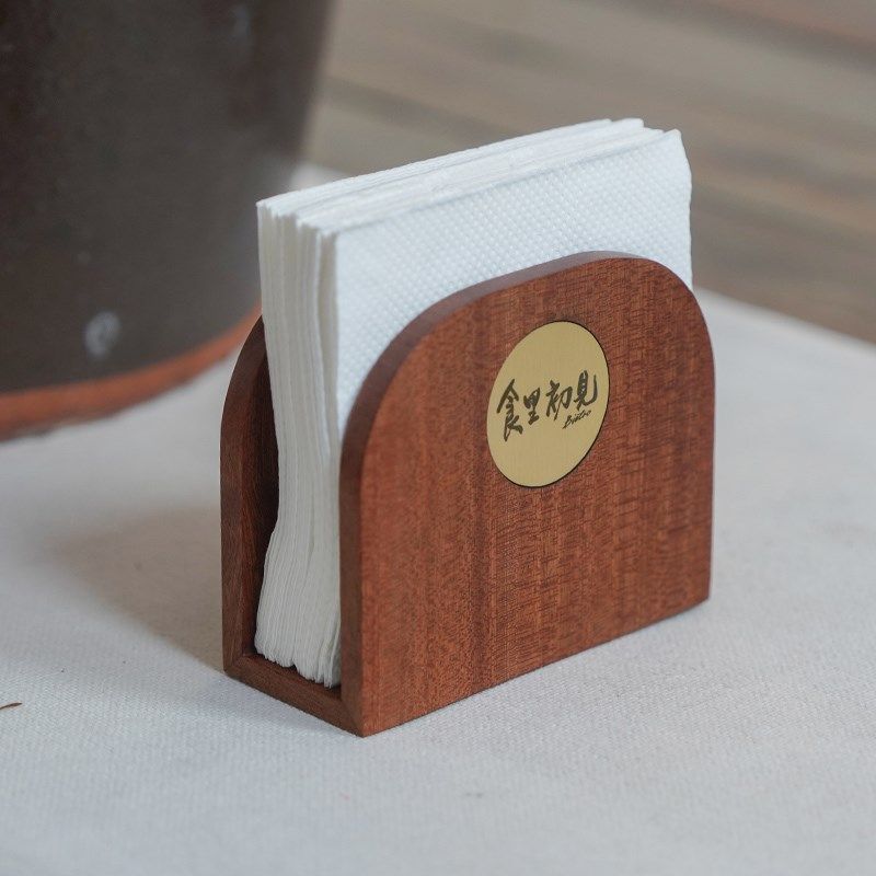 实木高档纸巾架装饰方形餐巾架托定制logo咖啡店西餐厅商用纸巾盒