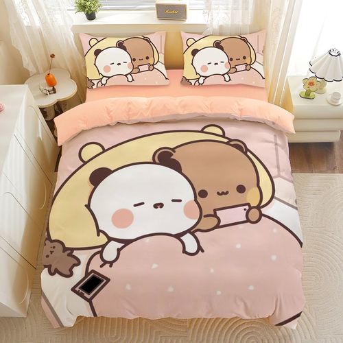 一二布布四件套夏季情侣可爱粉色被套卡通学生宿舍床可定制1.5床.