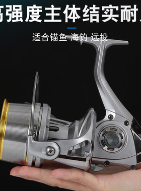 14轴无间隙沙滩远投轮卷线器锚鱼轮海竿轮8500型渔轮无卸力鱼线轮
