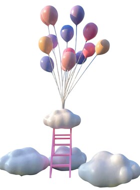 网红云朵气球摆件景区商场民宿拍照打卡铁艺花大型爱心售楼部装饰