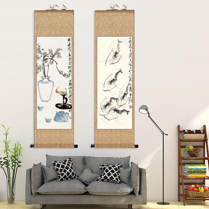 齐白石花鸟虾牛装饰字画新中式客厅沙发背景墙画餐厅书房挂画茶室图片